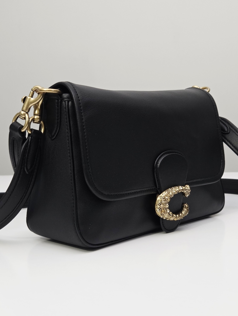 EXCELLENT RARE COACH SOFT CALF EMBELLISHED C TABBY BAG - BLACK - Picture 3 of 13